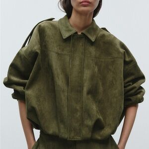 NWT Viral Zara Suede Effect Jacket in green size small